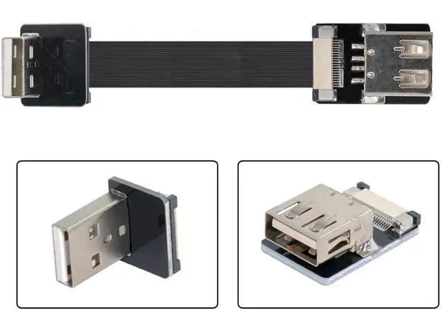 Alt view image 5 of 7 - Up Angled Flat Slim FPC USB 2.0 Type-A Male to Female Extension Data Cable for FPV & Disk & Scanner & Printer 20CM