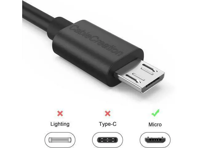 Alt view image 5 of 7 - Micro USB Cable, CableCreation Short USB to Micro USB Cable, High-Speed A Male to Micro B, Triple Shielded Cable, Compatible with Power Bank, Fire Stick, Chromecast, 6 Inch Black