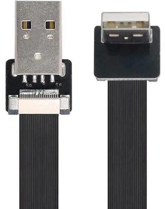 Main image of USB 2.0 Type-A Male to USB 2.0 Type-A Male Data Flat Slim FPC Cable 90 Degree Up Angled for FPV & Disk & Scanner & Printer 20CM