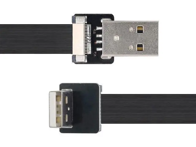 Alt view image 2 of 7 - USB 2.0 Type-A Male to USB 2.0 Type-A Male Data Flat Slim FPC Cable 90 Degree Up Angled for FPV & Disk & Scanner & Printer 20CM