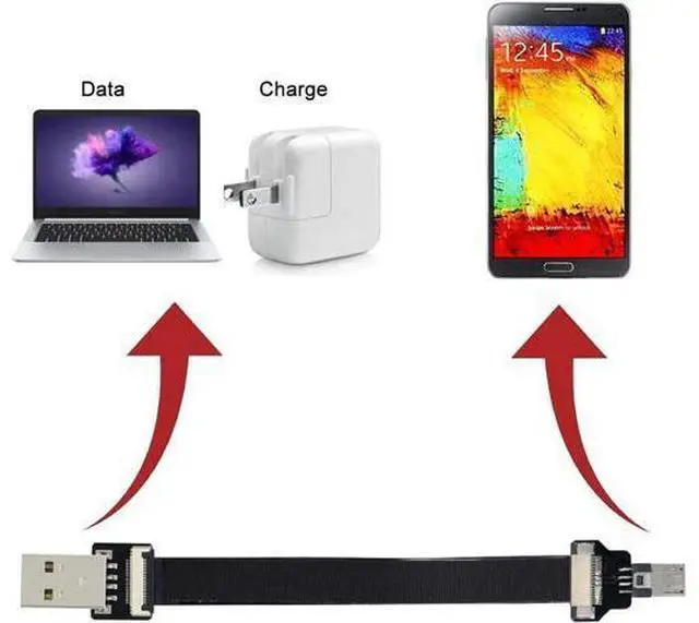 Alt view image 7 of 7 - Type-A USB 2.0 Male to Micro USB 5Pin Male Data Flat Slim FPC Cable 20CM for FPV & Disk & Phone