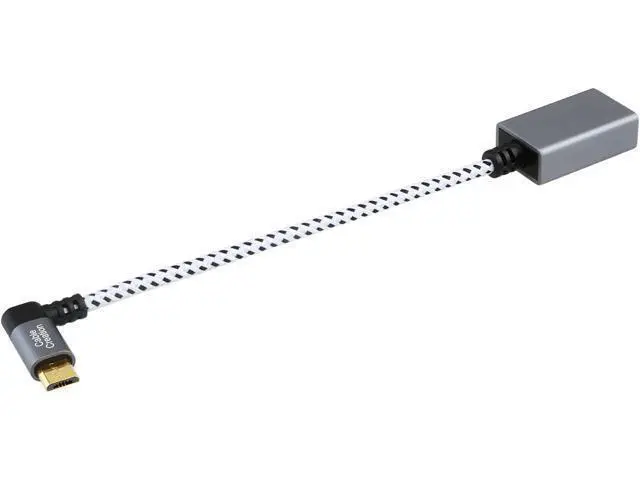 Alt view image 5 of 7 - Right Angle Micro USB OTG Adapter, CableCreation Braided Micro USB to USB On The Go Adapter Compatible with Flash Drive, Mouse & Keyboard, Game Controller, Aluminum, Space Gray