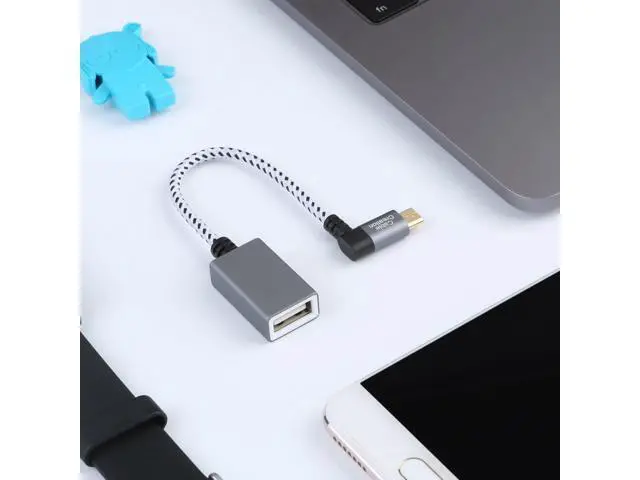 Alt view image 6 of 7 - Right Angle Micro USB OTG Adapter, CableCreation Braided Micro USB to USB On The Go Adapter Compatible with Flash Drive, Mouse & Keyboard, Game Controller, Aluminum, Space Gray