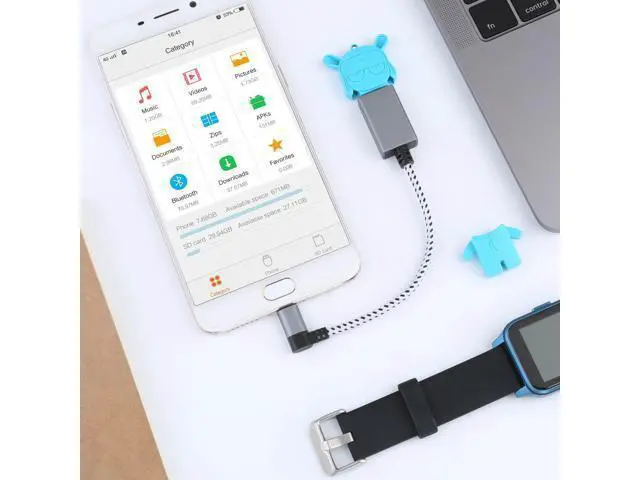 Alt view image 7 of 7 - Right Angle Micro USB OTG Adapter, CableCreation Braided Micro USB to USB On The Go Adapter Compatible with Flash Drive, Mouse & Keyboard, Game Controller, Aluminum, Space Gray