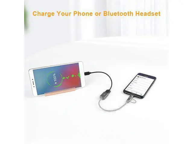 Alt view image 4 of 7 - Micro USB + USB C to USB 2.0 Female Adapter Cable, 0.6ft Short USB C and Micro USB OTG Cable, Compatible with Pixel 3 XL 2 XL, Galaxy S20/S10/S10+/S9/S9+, 0.18M / Space Gray