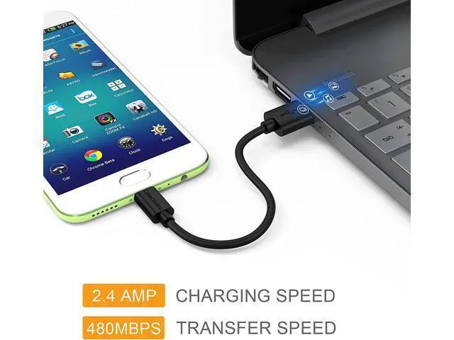 Alt view image 6 of 7 - Micro USB Cable, CableCreation Short USB to Micro USB Cable, High-Speed A Male to Micro B, Triple Shielded Cable, Compatible with Power Bank, Fire Stick, Chromecast, 6 Inch Black