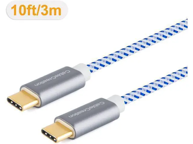 Alt view image 2 of 7 - USB C Cable 10FT 60W USB C to USB C Fast Charging Cable USB Type-C to C Cable Braided 3A 60W 480Mbps Data for MacBook Pro Air iPad Air Pro S21/S20+/S20 Pixel 4/5 etc. 3m Blue
