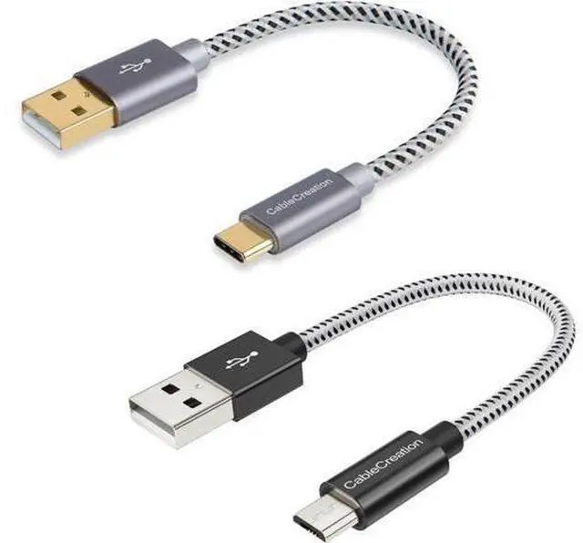Main image of Bundle 2 Items: CableCreation Braided Short USB C Cable Buddle with Short Micro USB Cable for Charging and Data Sync