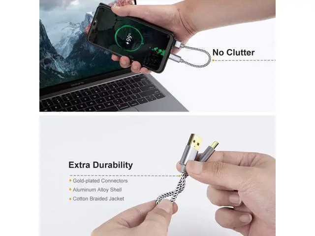 Alt view image 3 of 7 - Bundle 2 Items: CableCreation Braided Short USB C Cable Buddle with Short Micro USB Cable for Charging and Data Sync