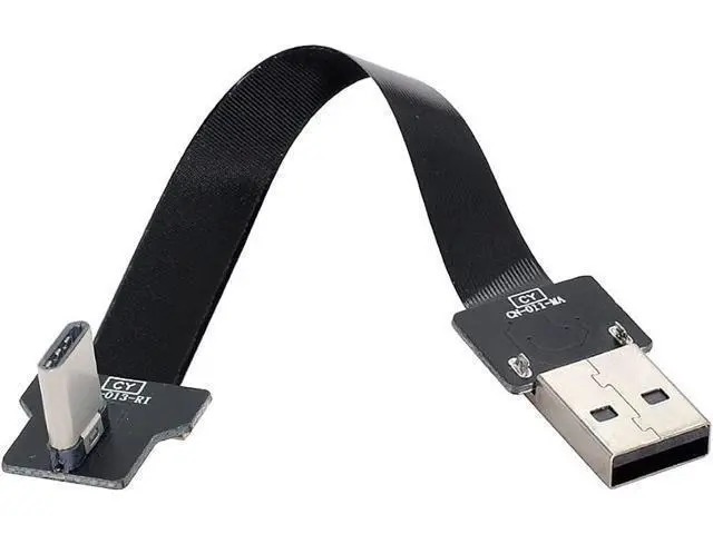 Alt view image 5 of 7 - Type-A USB 2.0 Male to Type-C USB-C Male Left Right Angled 90 Degree Data Flat Slim FPC Cable 20CM for FPV & Disk & Phone