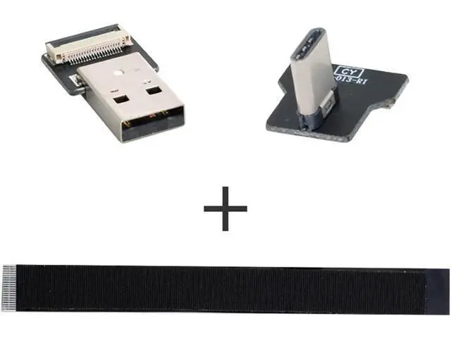 Alt view image 4 of 7 - Type-A USB 2.0 Male to Type-C USB-C Male Left Right Angled 90 Degree Data Flat Slim FPC Cable 20CM for FPV & Disk & Phone