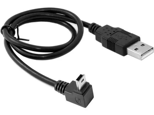 Alt view image 6 of 6 - Down Angled 90 Degree Mini USB 2.0 B Type 5Pin Male to USB Male Data Cable 0.5m