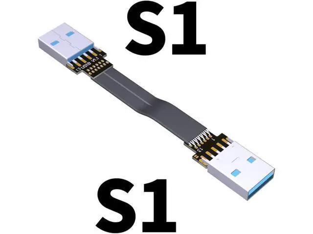 Alt view image 2 of 6 - ADT-Link USB 3.0 Cable USB to USB Cable Type A Male to Male Extension Cable Super Speed HDD 90/270 Degree Angle Up/Down Angled (30cm,S1-S1)