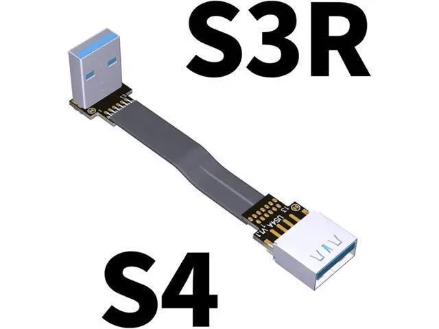 Alt view image 2 of 7 - ADT-Link USB 3.0 Cable USB to USB Cable Type A Male to Male Extension Cable Super Speed HDD 90/270 Degree Angle Up/Down Angled (30cm,S4-S3R)