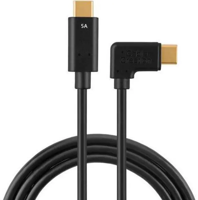 Main image of Angle USB C to USB C Cable 100W, CableCreation 90 Degree USB Type C Cable 5A Fast Charging, Compatible with New MacBook(Pro), Google Chromebook Pixel, Galaxy S20, S20+, S20 Ultra, Note 10, 6ft/Black