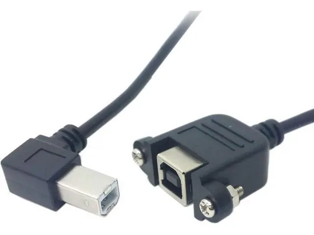 Alt view image 2 of 6 - USB 2.0 Type B Male to Type B Female Extension Cable with Screws for Panel Mount 50cm 90 Degree Left Angled