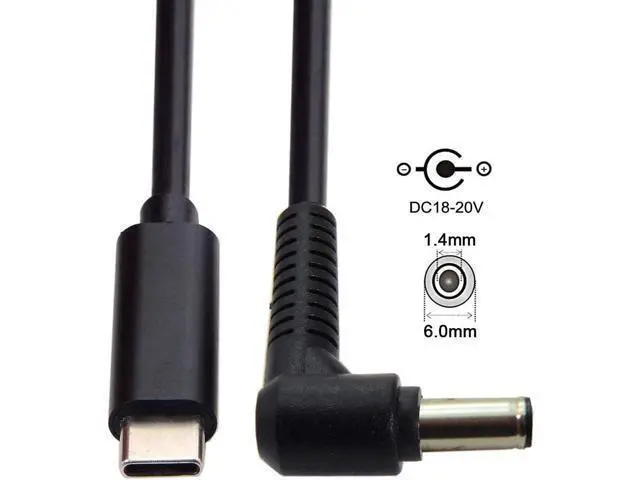Alt view image 2 of 5 - Type C USB-C Input to DC 20V 6.0x1.4mm Cable for Laptop Notebook