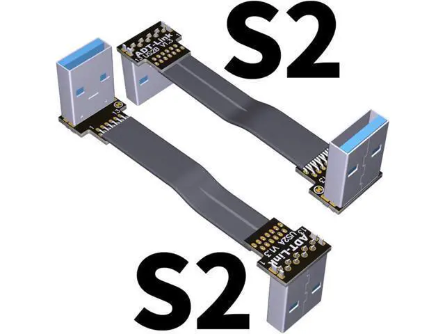 Alt view image 3 of 7 - ADT-Link USB 3.0 Cable USB to USB Cable Type A Male to Male Extension Cable Super Speed HDD 90/270 Degree Angle Up/Down Angled (10cm,S2-S2)