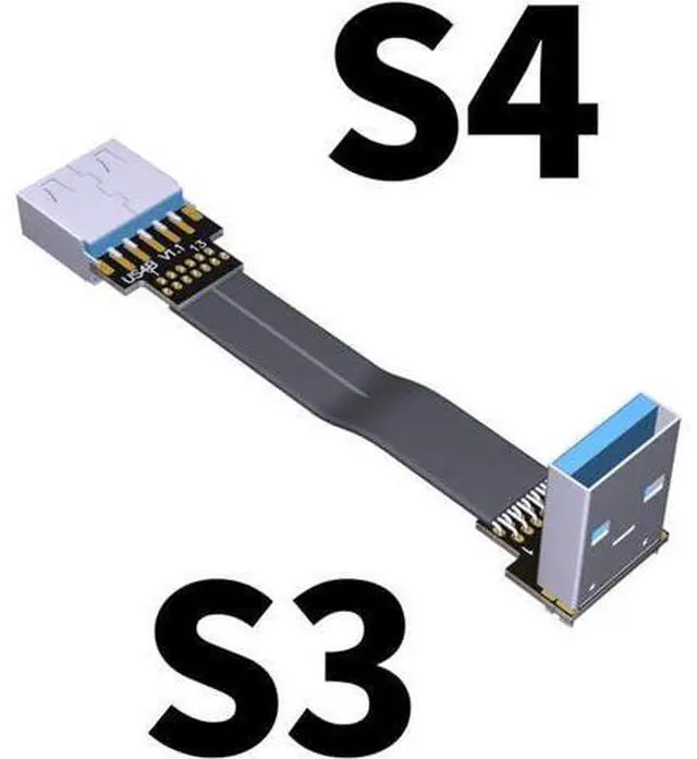 Alt view image 2 of 7 - ADT-Link USB 3.0 Cable USB to USB Cable Type A Male to Male Extension Cable Super Speed HDD 90/270 Degree Angle Up/Down Angled (10cm,S3-S4)
