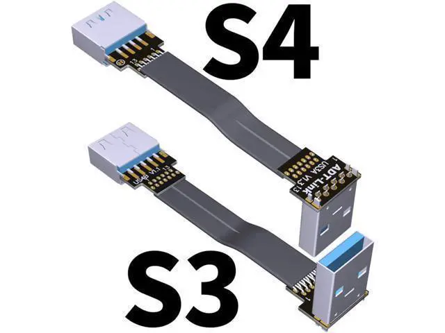 Alt view image 3 of 7 - ADT-Link USB 3.0 Cable USB to USB Cable Type A Male to Male Extension Cable Super Speed HDD 90/270 Degree Angle Up/Down Angled (10cm,S3-S4)