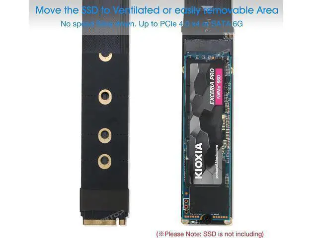 Alt view image 2 of 7 - M.2 NVMe Extension Cable, NVMe Extender for Both M Key and B+M Key SSD in Size 2280/2260/2242/2230 Support PCIe 4.0 and SATA 6Gbps(1FT)