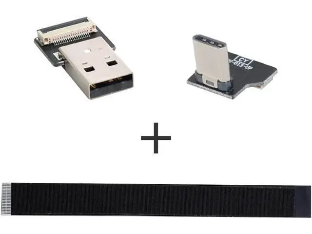 Alt view image 4 of 7 - Type-A USB 2.0 Male to Type-C USB-C Male Upward Angled 90 Degree Data Flat Slim FPC Cable 20CM for FPV & Disk & Phone