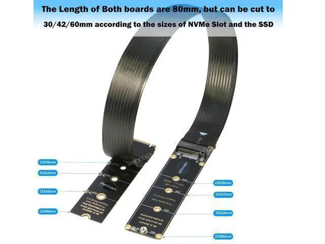 Alt view image 6 of 7 - M.2 NVMe Extension Cable, NVMe Extender for Both M Key and B+M Key SSD in Size 2280/2260/2242/2230 Support PCIe 4.0 and SATA 6Gbps(1FT)