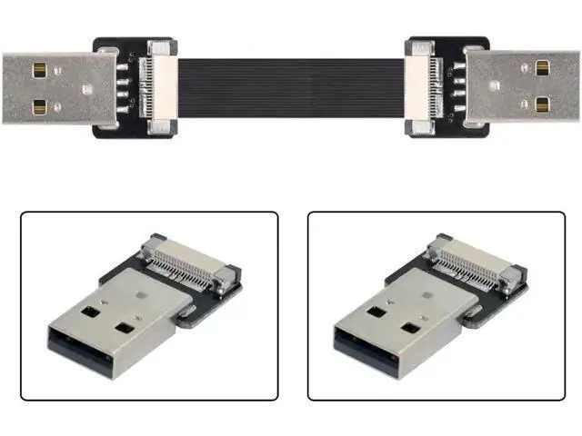Alt view image 3 of 7 - Flat Slim FPC USB 2.0 Type-A Male to USB 2.0 Type-A Male Data Cable for FPV & Disk & Scanner & Printer 100CM