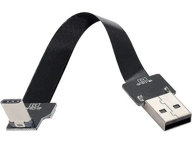 Alt view image 5 of 7 - Type-A USB 2.0 Male to Type-C USB-C Male Upward Angled 90 Degree Data Flat Slim FPC Cable 20CM for FPV & Disk & Phone