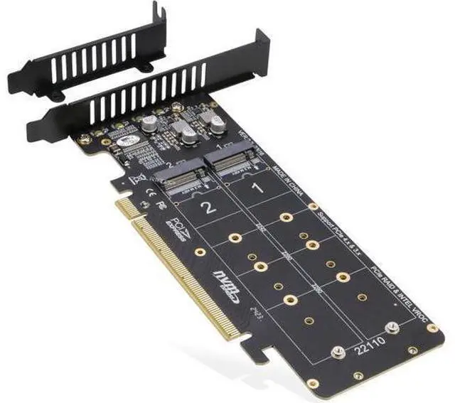 Main image of Quad M.2 NVMe to PCIe 4.0 X16 Adapter Without PCIe Bifurcation Function, Support 22110/2280/2260/2242/2230 Size (PCIe Bifurcation Motherboard is Required)