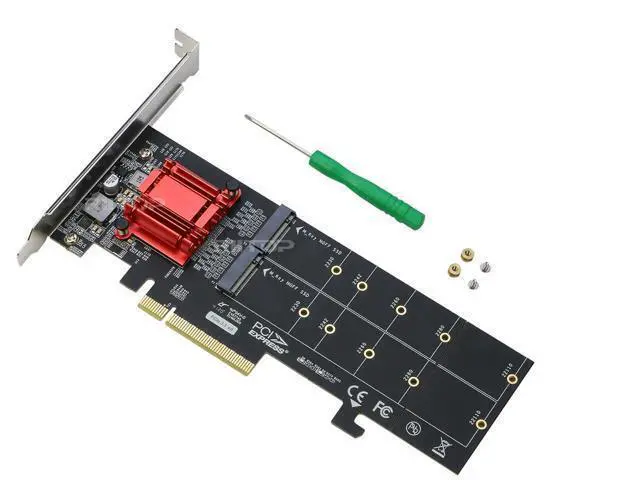 Alt view image 7 of 7 - Dual NVMe PCIe Adapter, RIITOP M.2 NVMe SSD to PCI-e 3.1 x8/x16 Card Support M.2 (M Key) NVMe SSD 22110/2280/2260/2242/2230