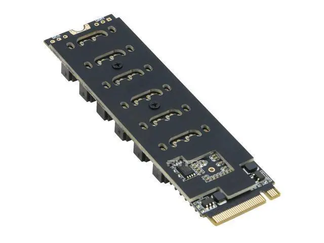 Alt view image 6 of 7 - M.2 NVMe to SATA 3.0 Adapter Card, M.2 M EKY PCIE3.0 to SATA 6 Port Adapter Card, ASM1166 6Gbps , Come with 6x SATA3.0 Cable