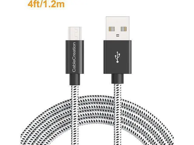 Alt view image 2 of 7 - USB to Micro USB Cable, CableCreation 4 FT Braided USB Charger Data Cable, Compatible Fire Stick, Chromecast, Power Pack, Android Phone 1.2M Black