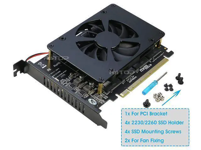Alt view image 3 of 7 - Quad M.2 NVME SSD to PCI-E 4.0 X16 Adapter Card, High Speed 4x32Gbps Soft Raid Card with Individual LED Indicator Support 2230 2242 2260 2280 M Key M.2 NVME SSD ((PCI-e Bifurcation Required))