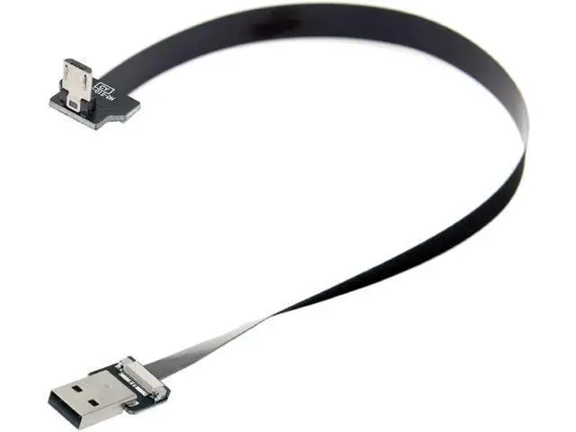 Alt view image 5 of 7 - Type-A USB 2.0 Male to Micro USB 5Pin Male Downward Angled 90 Degree Data Flat Slim FPC Cable 50CM for FPV & Disk & Phone