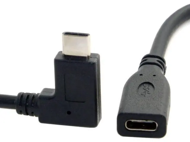 Alt view image 6 of 6 - USB-C USB 3.1 Type C Male to Female 90 Degree Right Angled Extension Data Cable for Tablet 20cm