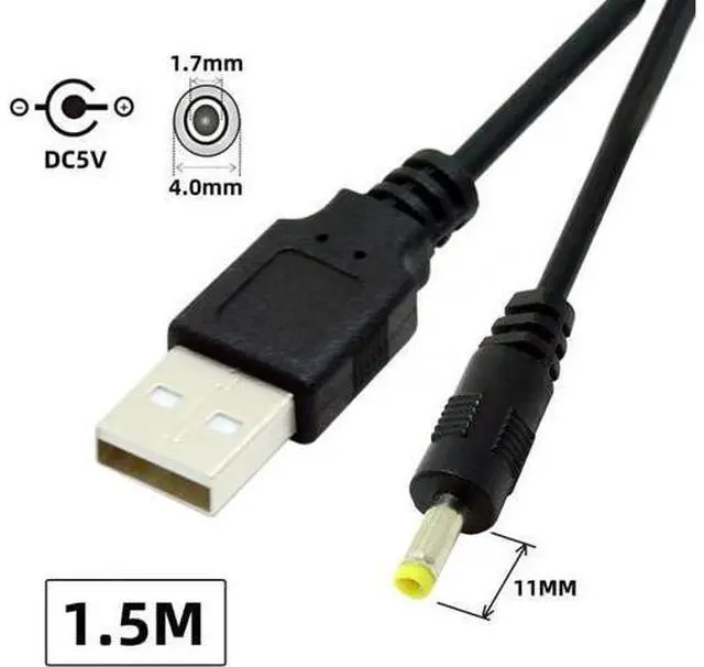 Alt view image 2 of 6 - USB to DC 4.0x1.7mm Cable,USB 2.0 Type A Male to DC 5V 4.0x1.7mm Power Round Plug Cable 24AWG 150cm