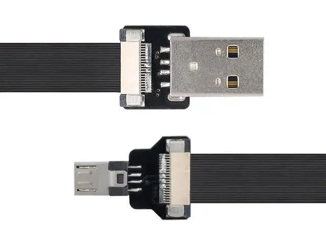 Alt view image 2 of 7 - Type-A USB 2.0 Male to Micro USB 5Pin Male Data Flat Slim FPC Cable 100CM for FPV & Disk & Phone