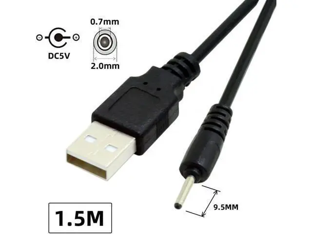 Alt view image 2 of 6 - USB to DC 2.0x0.7mm Cable,USB 2.0 Type A Male to DC 5V 2.0x0.7mm Power Round Plug Cable 24AWG 150cm