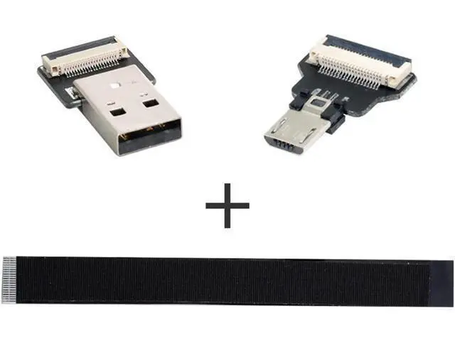 Alt view image 3 of 7 - Type-A USB 2.0 Male to Micro USB 5Pin Male Data Flat Slim FPC Cable 100CM for FPV & Disk & Phone