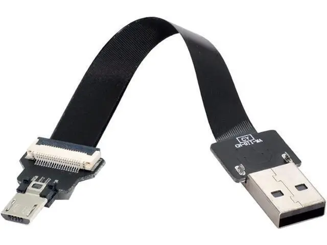 Alt view image 4 of 7 - Type-A USB 2.0 Male to Micro USB 5Pin Male Data Flat Slim FPC Cable 100CM for FPV & Disk & Phone