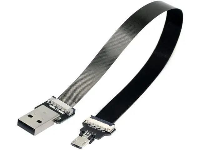 Alt view image 5 of 7 - Type-A USB 2.0 Male to Micro USB 5Pin Male Data Flat Slim FPC Cable 100CM for FPV & Disk & Phone