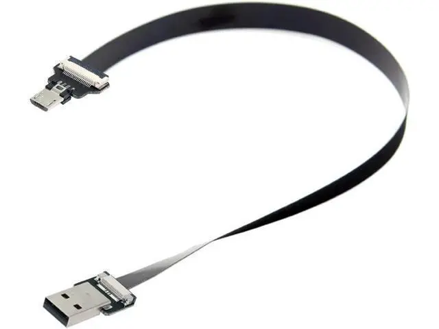 Alt view image 6 of 7 - Type-A USB 2.0 Male to Micro USB 5Pin Male Data Flat Slim FPC Cable 100CM for FPV & Disk & Phone
