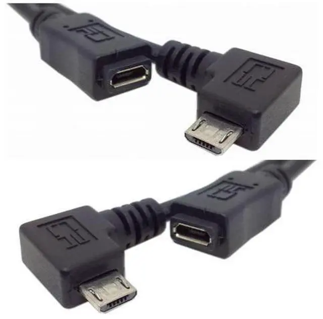 Main image of Micro USB 2.0 Male to Micro USB 2.0 Female Extension Cable Left & Right 90 Degree Angled Full Pin Connected 0.5M