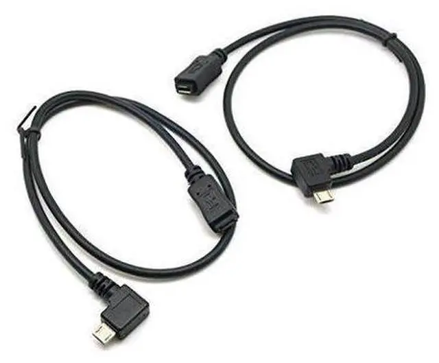 Alt view image 2 of 7 - Micro USB 2.0 Male to Micro USB 2.0 Female Extension Cable Left & Right 90 Degree Angled Full Pin Connected 0.5M