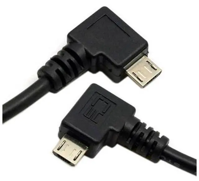Alt view image 3 of 7 - Micro USB 2.0 Male to Micro USB 2.0 Female Extension Cable Left & Right 90 Degree Angled Full Pin Connected 0.5M