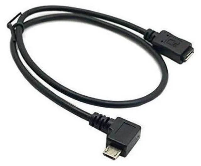 Alt view image 5 of 7 - Micro USB 2.0 Male to Micro USB 2.0 Female Extension Cable Left & Right 90 Degree Angled Full Pin Connected 0.5M