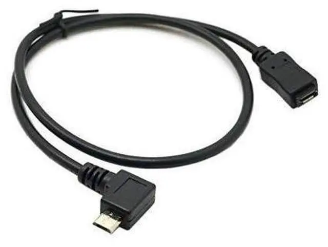 Alt view image 6 of 7 - Micro USB 2.0 Male to Micro USB 2.0 Female Extension Cable Left & Right 90 Degree Angled Full Pin Connected 0.5M