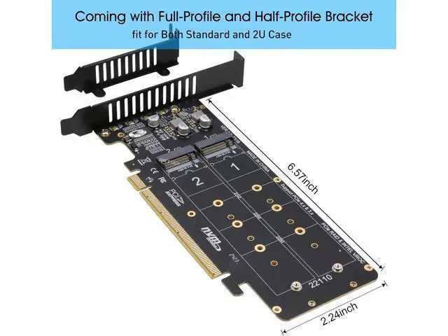 Alt view image 6 of 6 - Quad M.2 NVMe to PCIe 4.0 X16 Adapter Without PCIe Bifurcation Function, Support 22110/2280/2260/2242/2230 Size (PCIe Bifurcation Motherboard is Required)