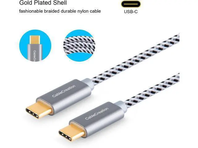 Alt view image 3 of 6 - USB C Cable 6.6FT, CableCreation Cable Type C to Type C Fast Charging 3A 60W, Braided USB C Cable 2m, Compatible with MacBook Pro, Air, S21/S20+/S20 Ultra/S10/S9/S9+, Note 10,etc. 2m / Space Gray